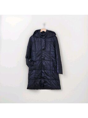 Pennyblack Max Mara Quilted Puffer Coat 38 US 4 Black Long Detachable Hood Italy